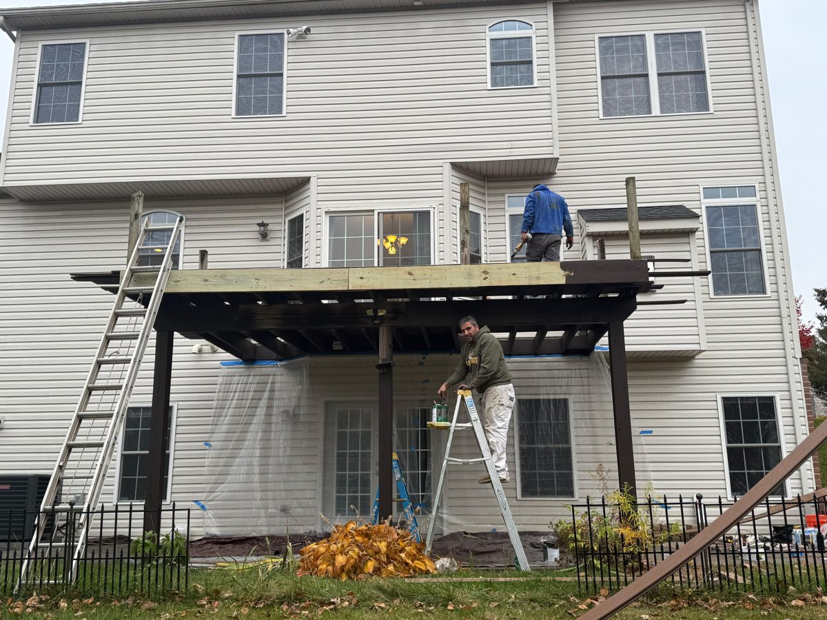 CIG crew framing a second-story deck